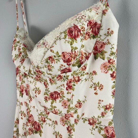 House of CB "Charlotte" Rose Print Corset Midi Sundress - Picture 8 of 10